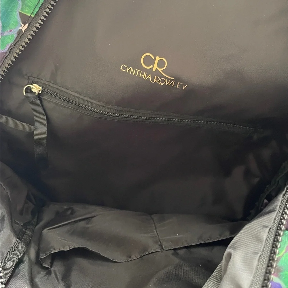 Cynthia Rowley Starry black floral backpack NWT